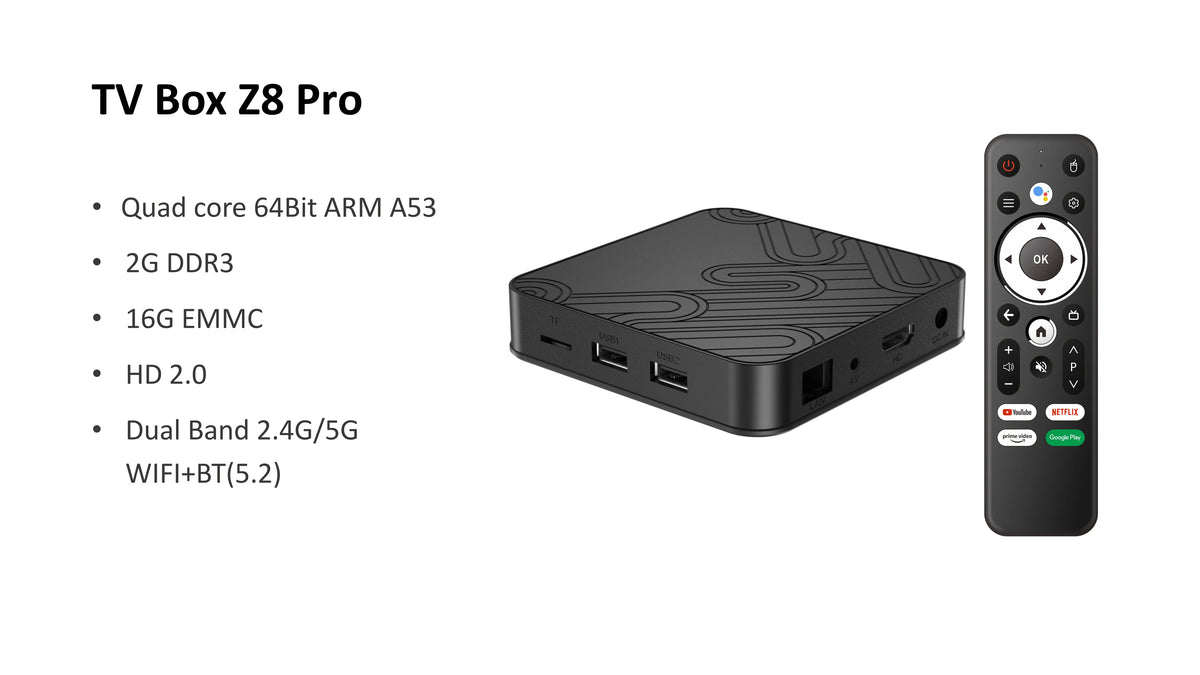 Z8 PRO Android TV Box – 4K Streaming, Android 12, Dual WiFi 2.4/5G